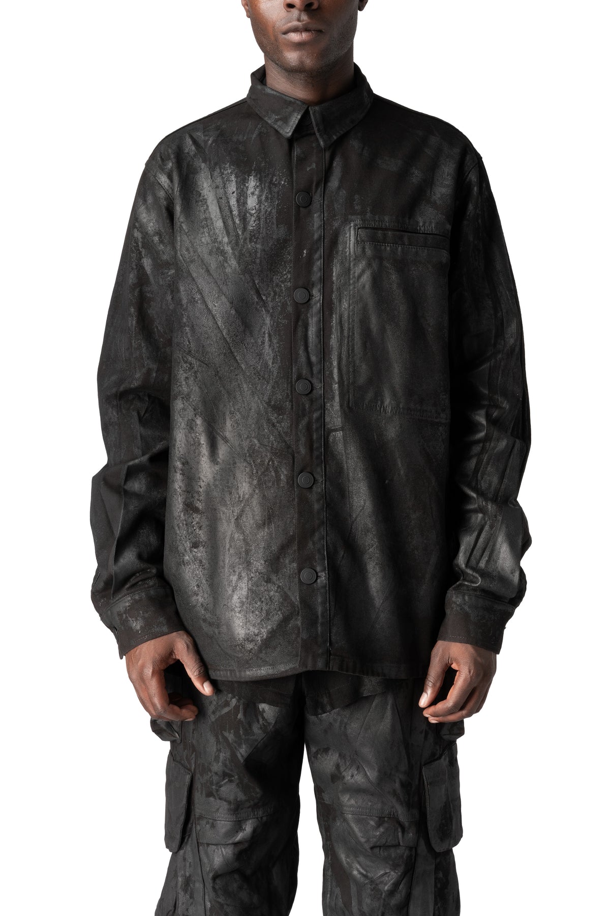 La Haine Inside Us | AW26 - Oversized rubberized denim jacket, Black M1310
