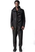La Haine Inside Us | AW26 - Regular asymmetric textured cotton jacket, Black M1364