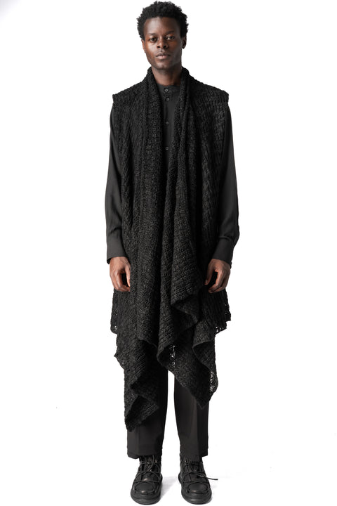 La Haine Inside Us | AW26 - Asymmetric wool-blend bouclé gilet, Black W5521