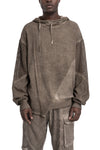 La Haine Inside Us | SS26 - Asymmetric hooded contrast sweater, Fango M1271