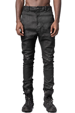 MD75 | AW26 - Stretch cotton dropped crotch pants, Black Leather MD13168