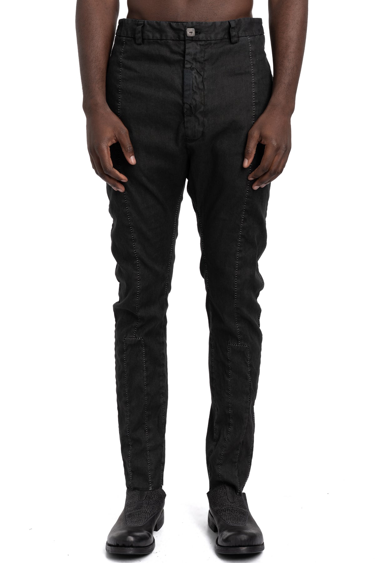 MD75 | SS26 - Linen stretch trousers, Black wash MD13276L