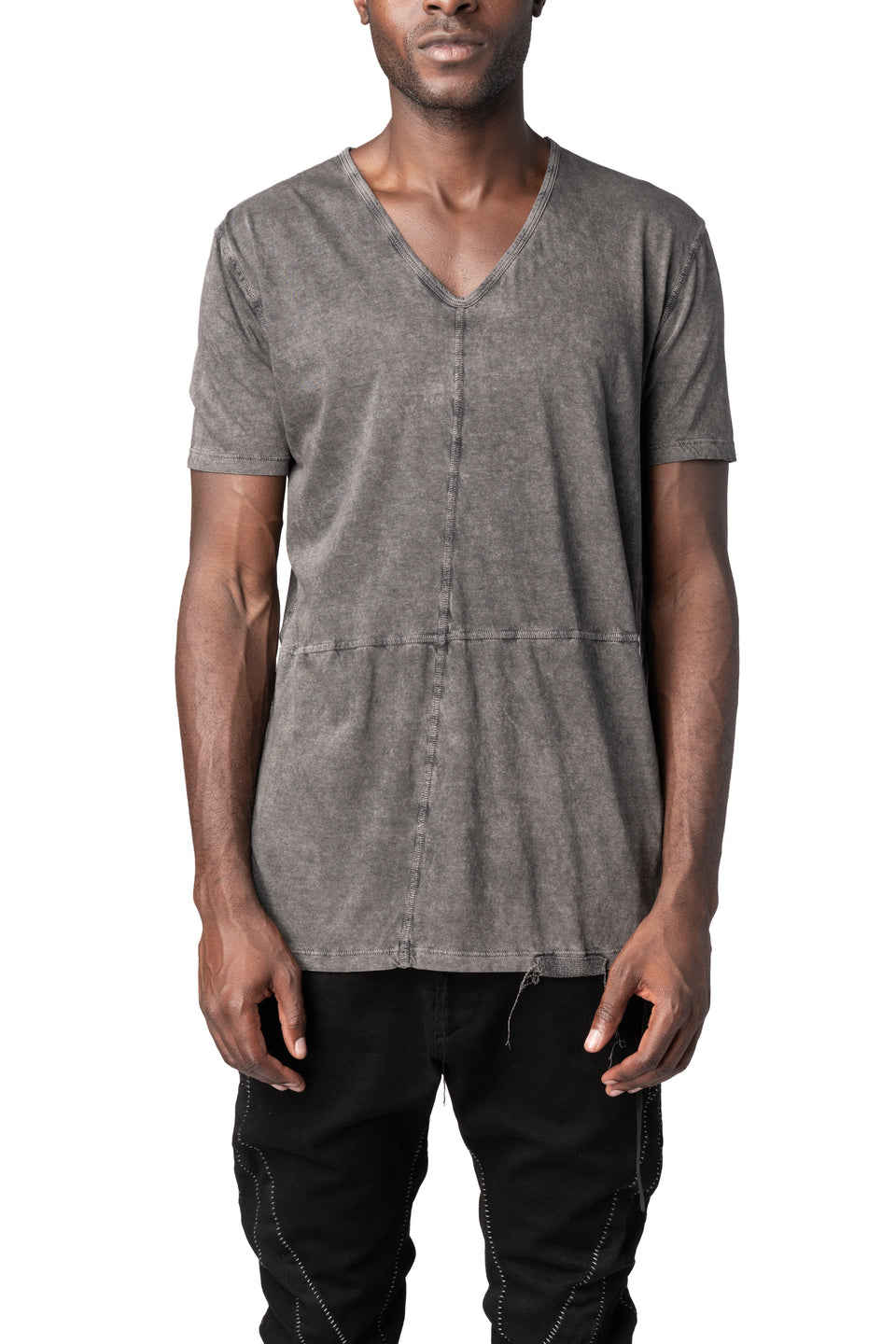 V neck cross seam cotton t-shirt, Antra Wash