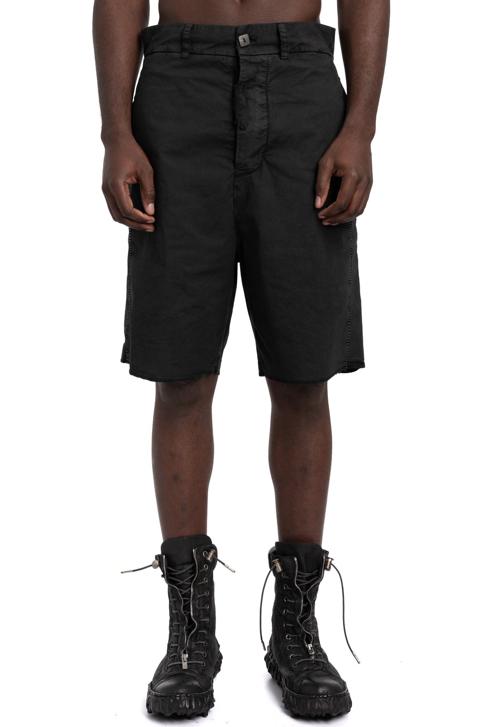 Woven cotton stretch shorts, Black Wash
