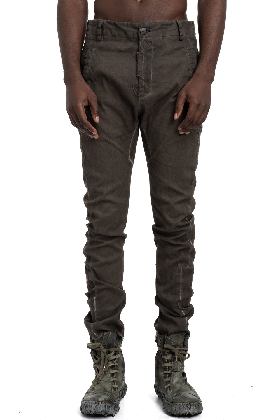 Woven Stretch Linen Pants, Military Resin