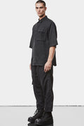 Washed linen blend short sleeve shirt