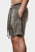 Crushed cotton drawstring shorts, Olive