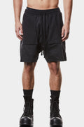 Drop crotch patch pocket shorts, Black