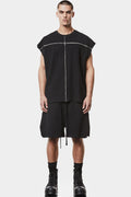 Contrast sleeveless T-Shirt, Black