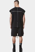 Contrast sleeveless T-Shirt, Black