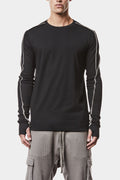 Contrast piping long sleeve tee