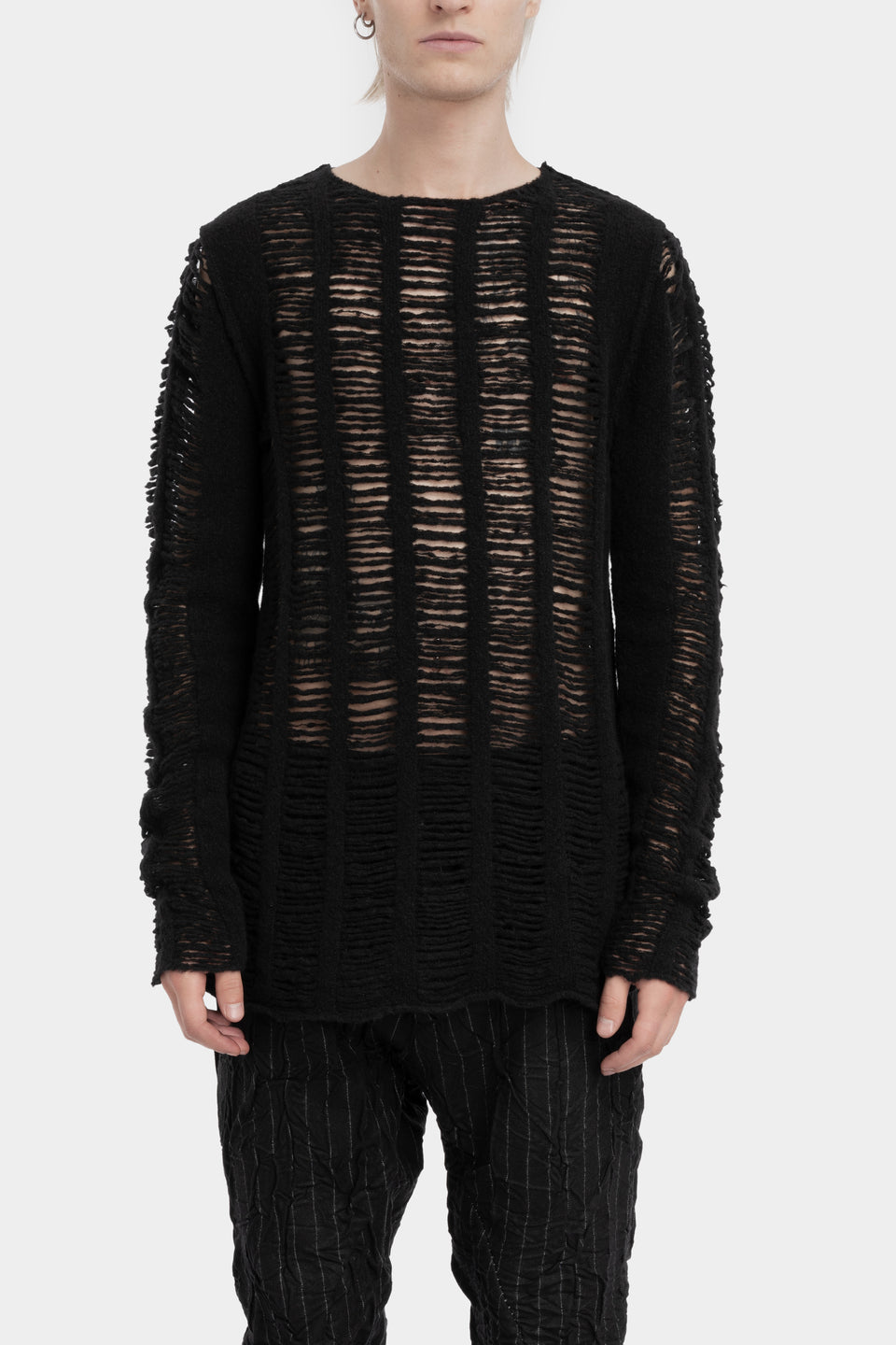 Laddered knit sweater