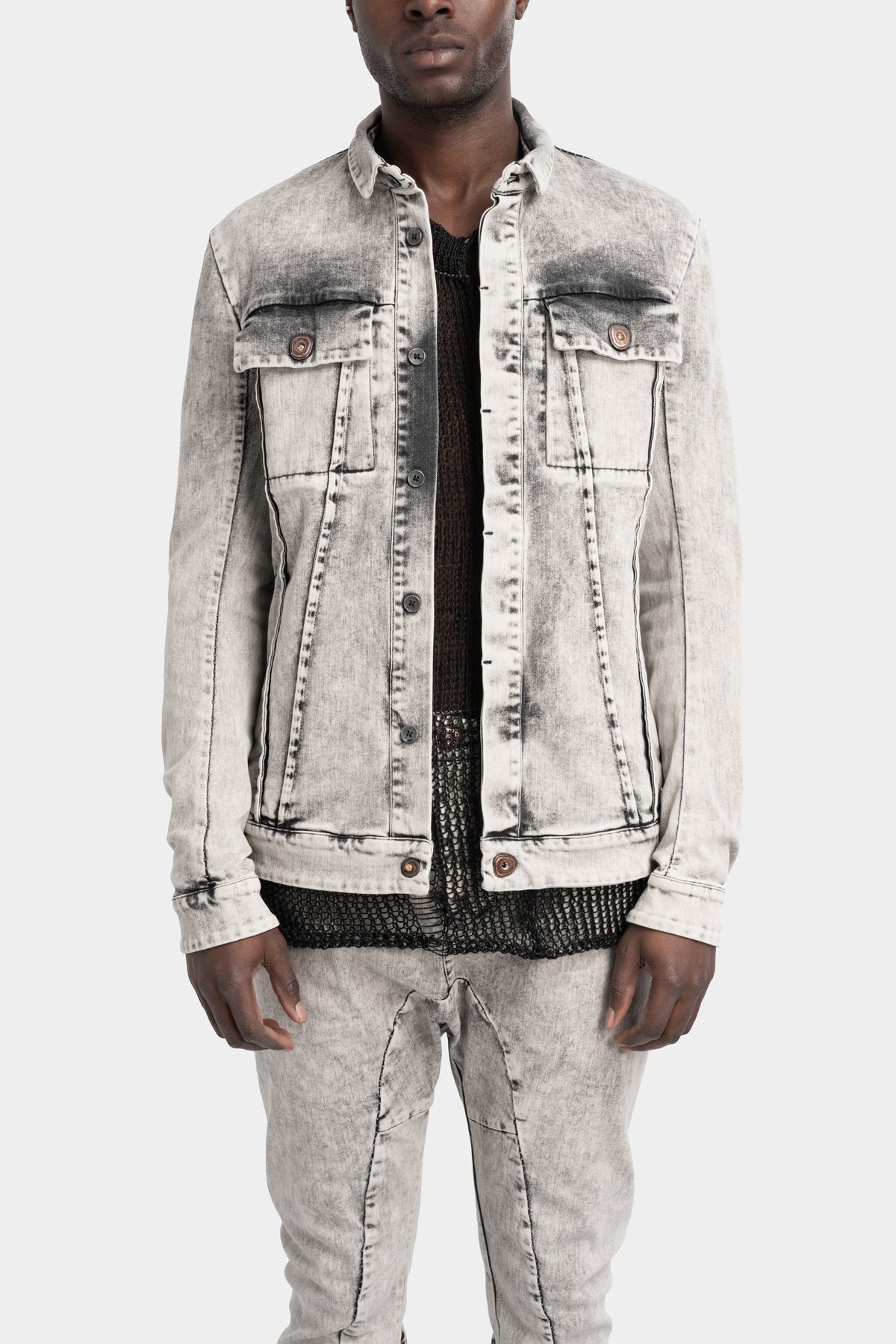 Masnada | SS25 - External seams denim jacket, Dirt white