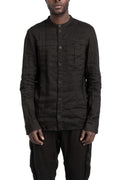 Masnada | SS26 - Woven Ramie Pleated Shirt, Black M3675