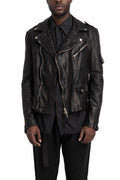 Never Enough | SS26 - Biker Leather Jacket, Black MJL068