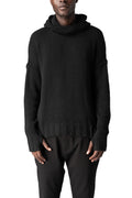 Never Enough | AW26 - Hooded wool cashmere knit sweater, Black MKN091