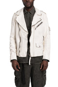 Never Enough | SS26 - Biker Leather Jacket, Dirty White MJL068