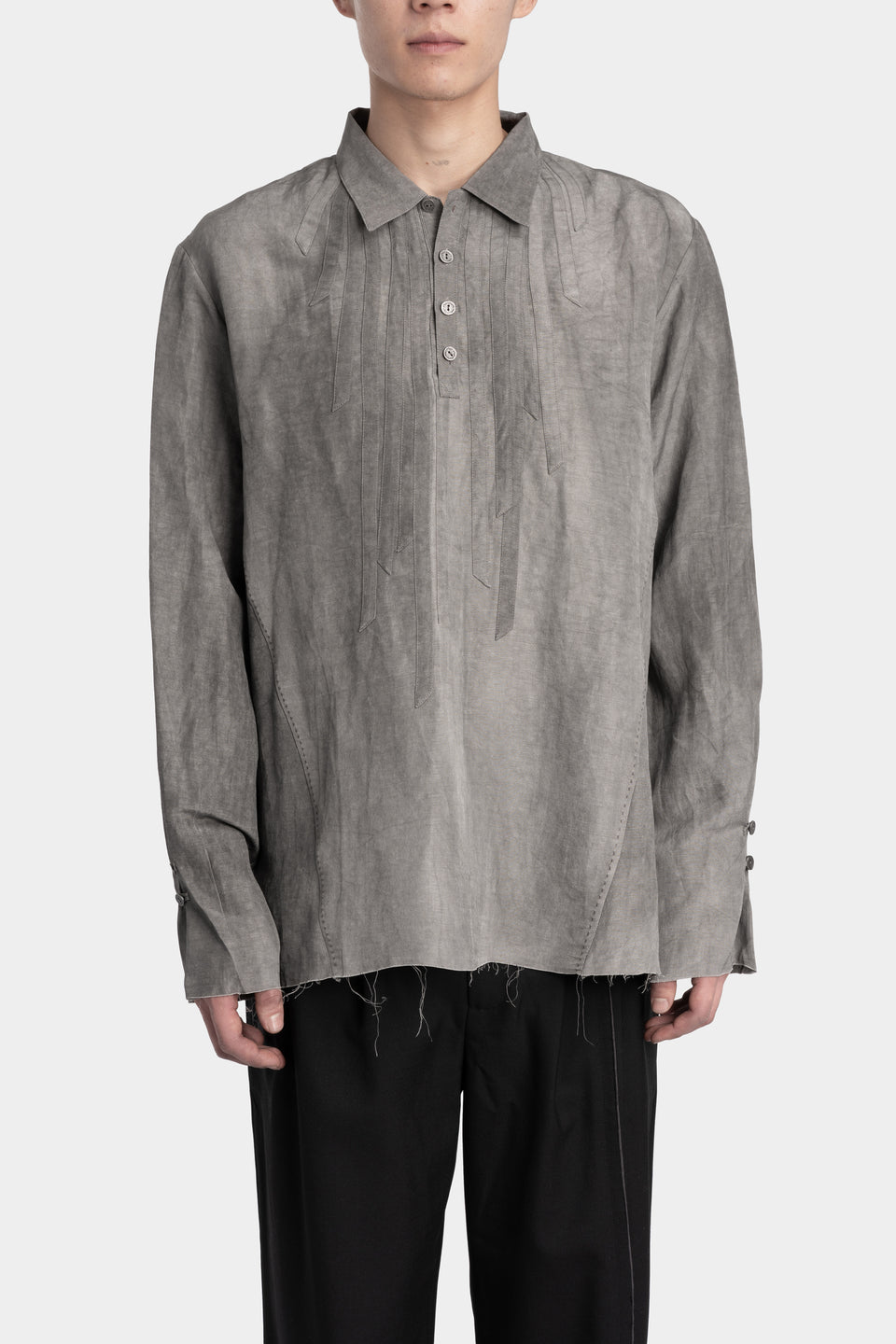 Timeworn silk blend shirt, Natural dyed grey