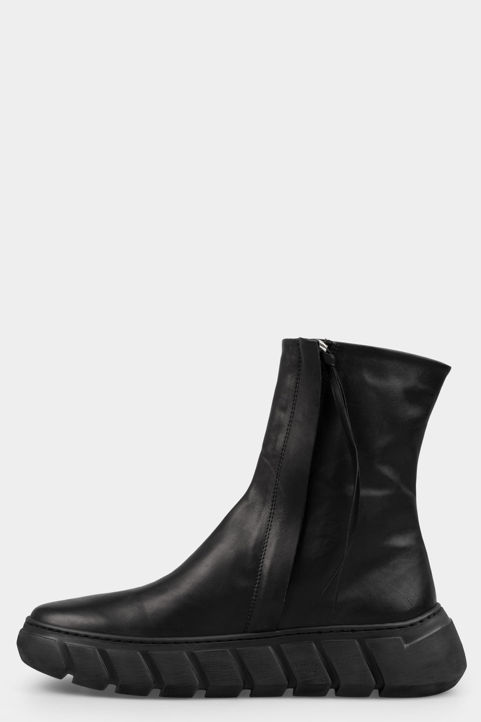 Double zip calf leather sneakers