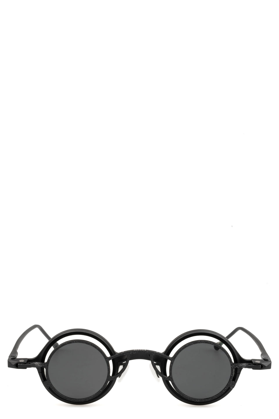 Round titanium clip-on sunglasses, Black
