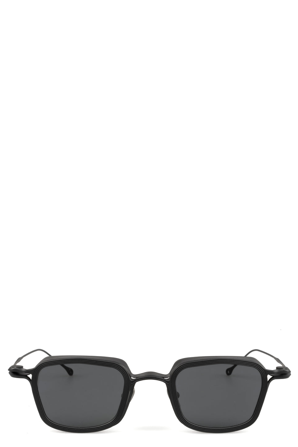 Two-tone hexagonal titanium clip-on sunglasses, Black