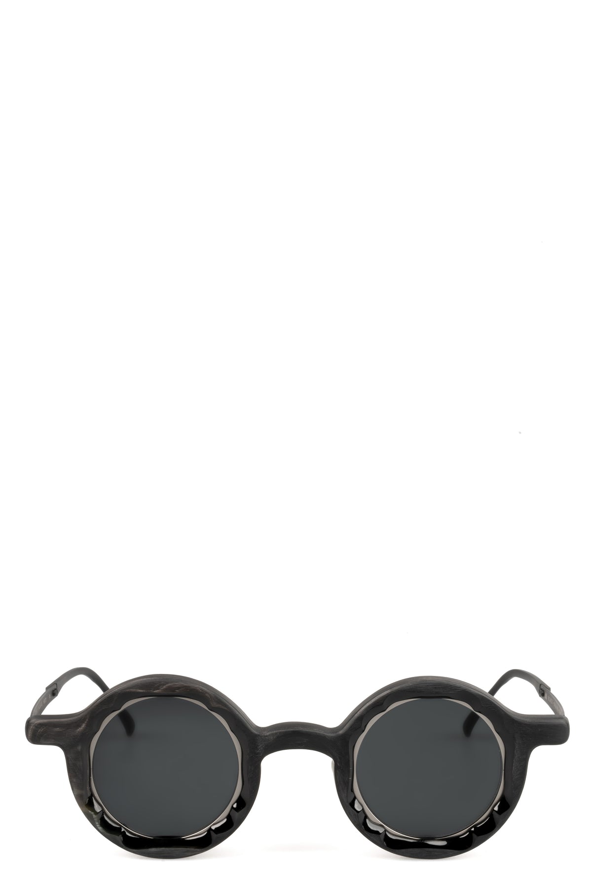 Rigards | Permanent - Round horn sunglasses, Black & White RG1072