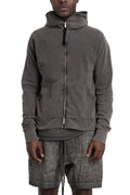 Thom Krom | SS26 - Contrast zip up hood sweater, Dark used grey MSJ694