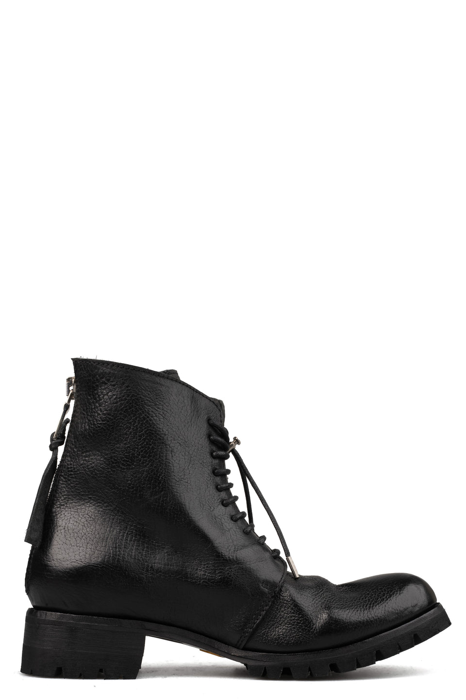 Washed calfskin lace-up zip ankle boots