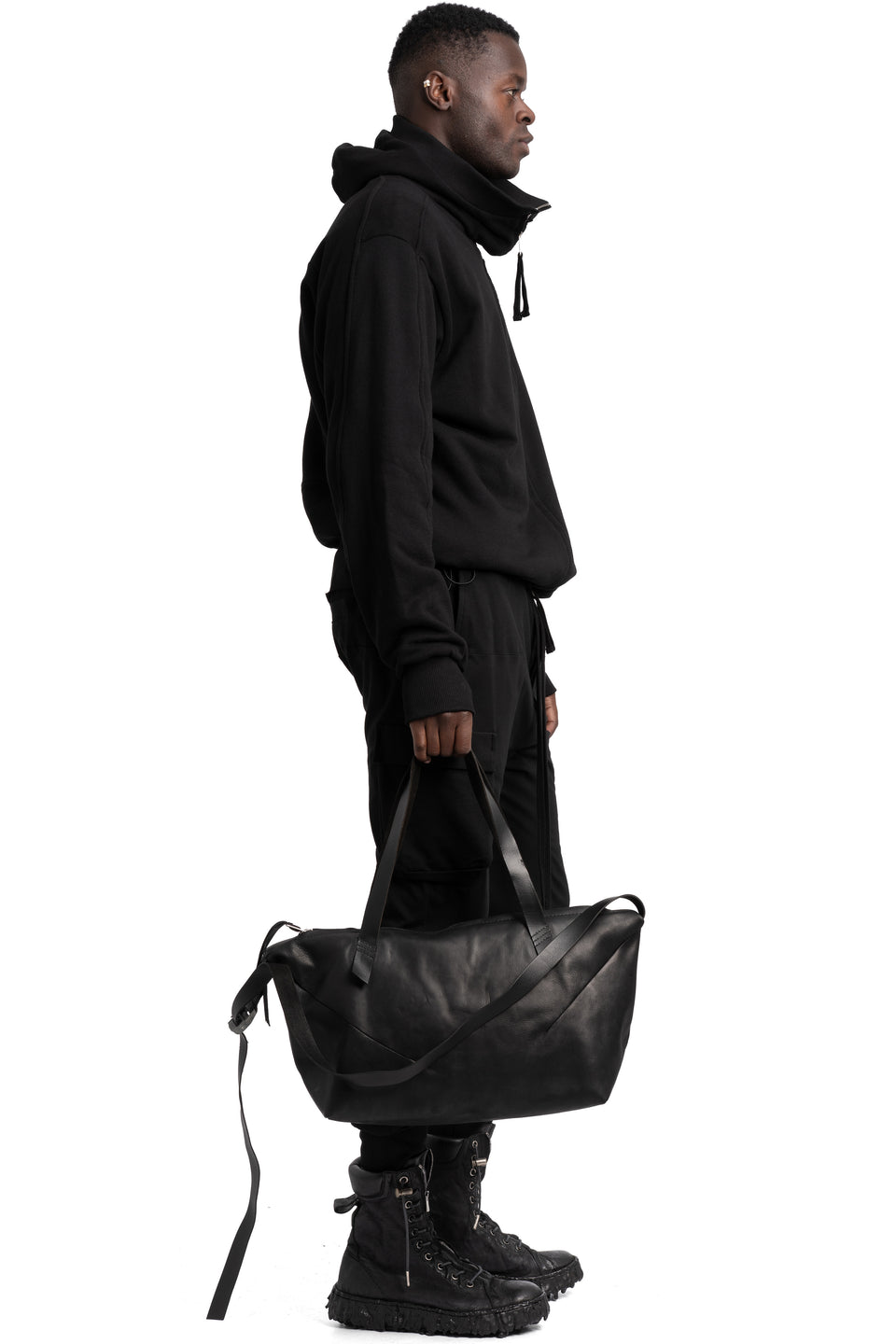 Small leather weekender bag