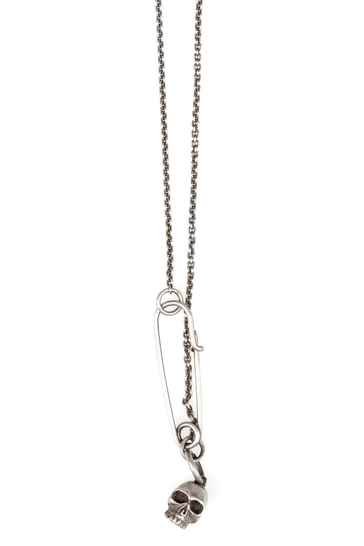 Werkstatt München | Skull safety pin chain necklace - M3982