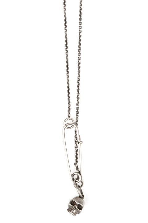 Werkstatt München | Skull safety pin chain necklace - M3982
