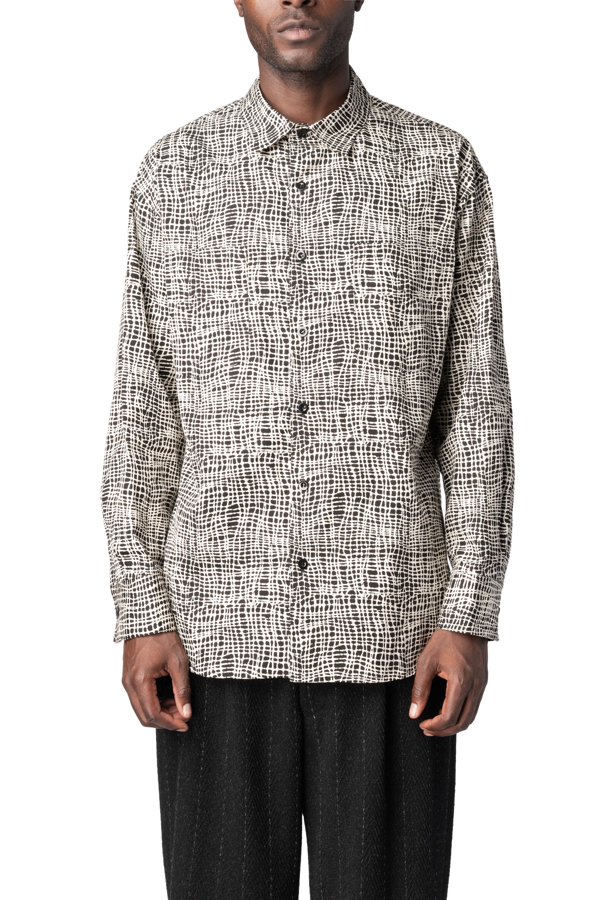 Y's Yohji Yamamoto | AW26 - Graphic print cotton shirt, Black MW-B73-014