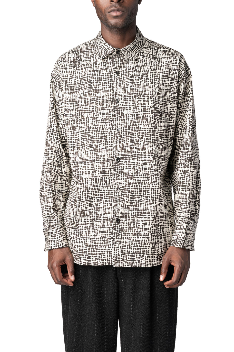 Graphic print cotton shirt, Black