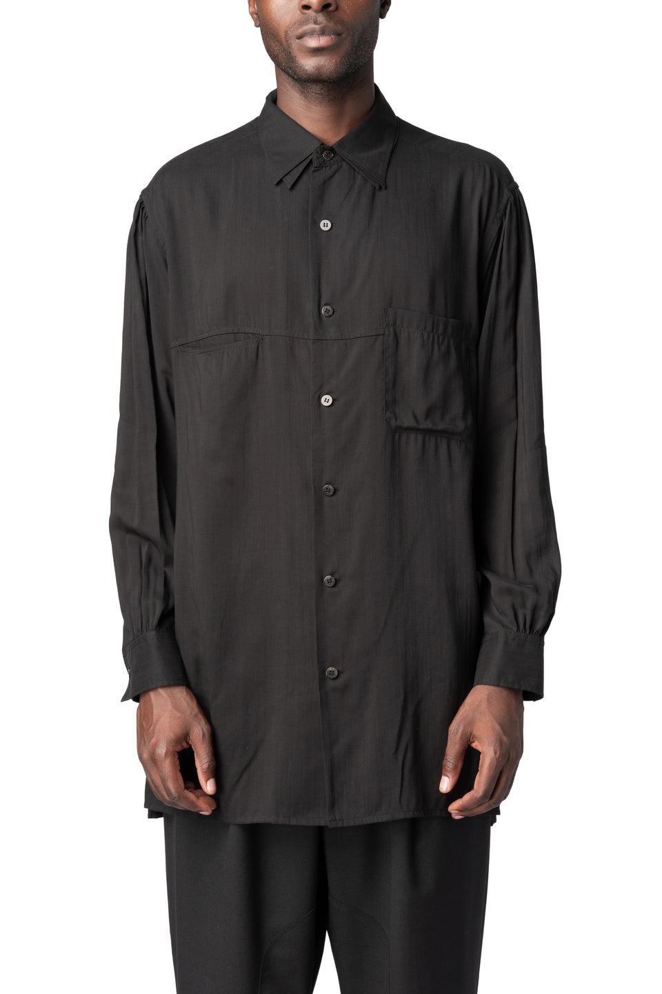 Double collar oversized big shirt, Black