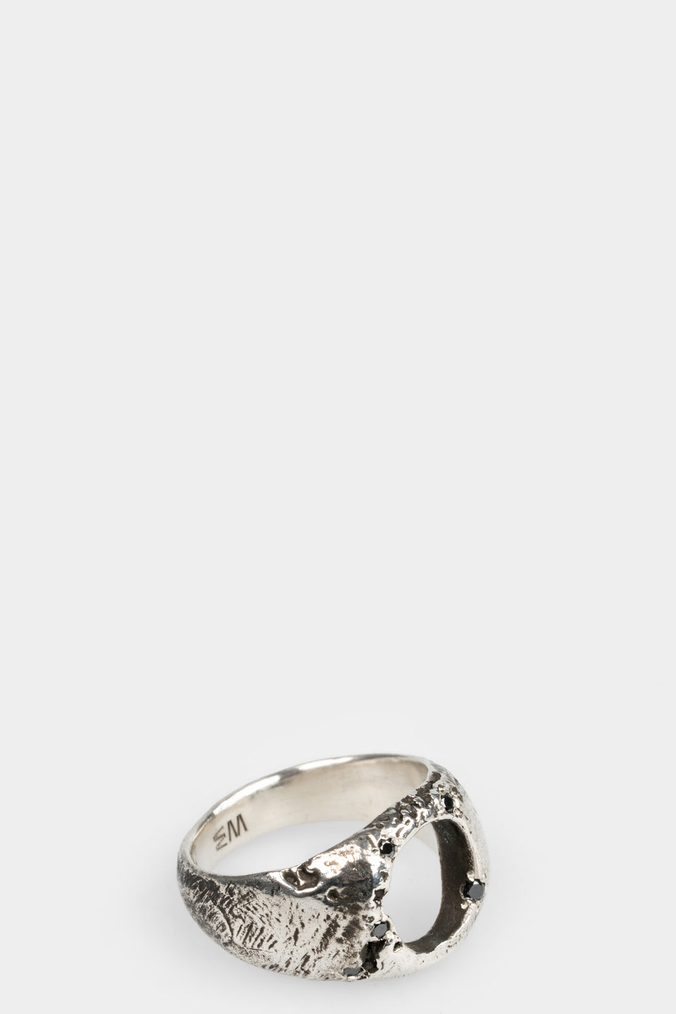 Black diamonds open signet ring