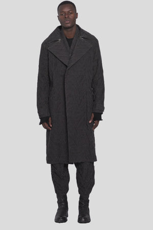 Deformed Herringbone Jacquard Double-Breasted Coat